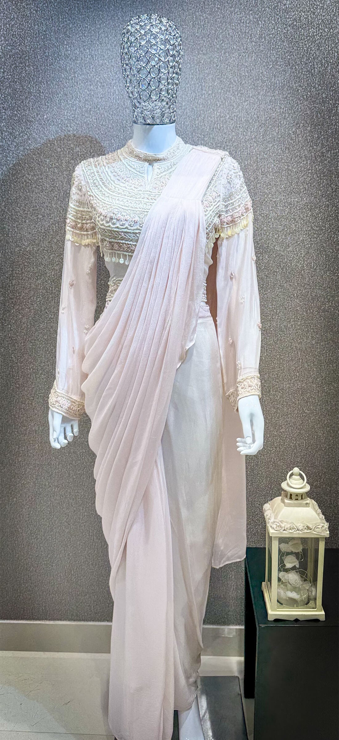 Draped Saree with Embellished Blouse