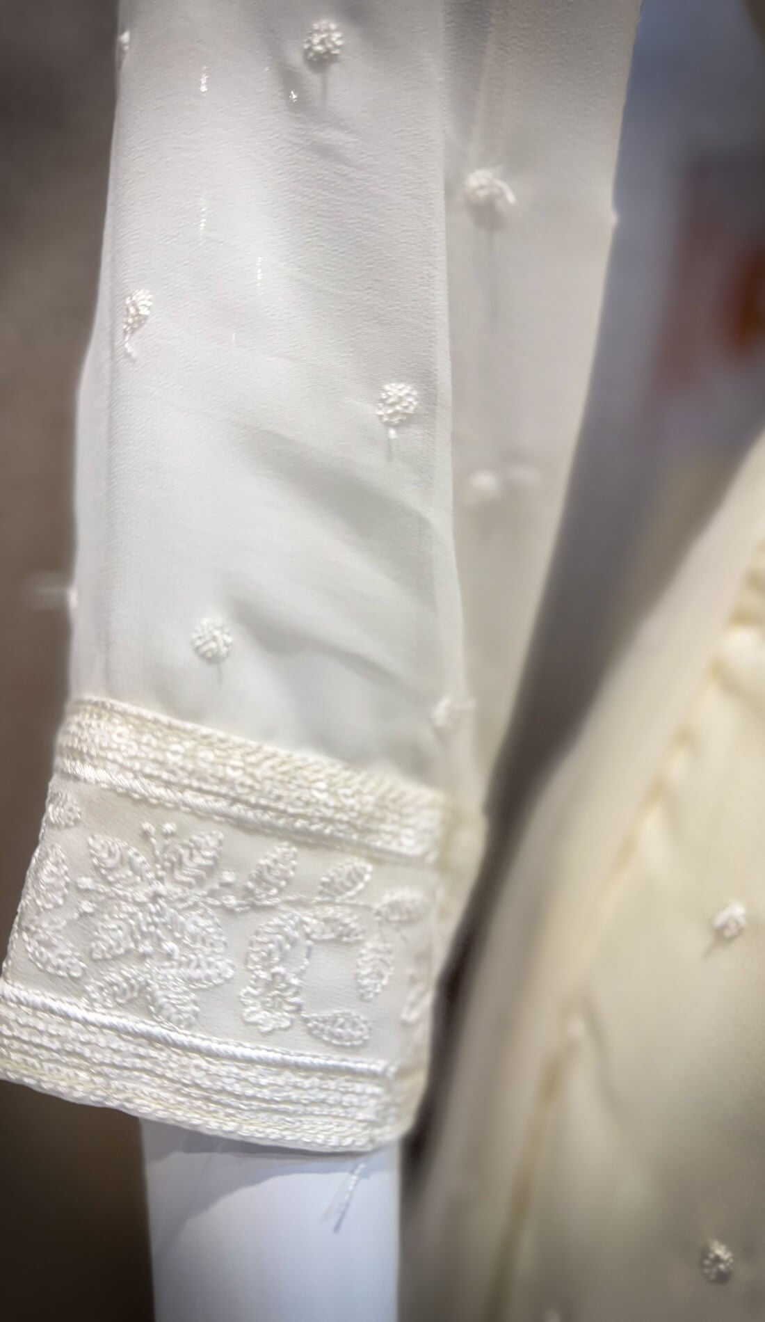 Embellished Work Anarkali 3-peice - Half White