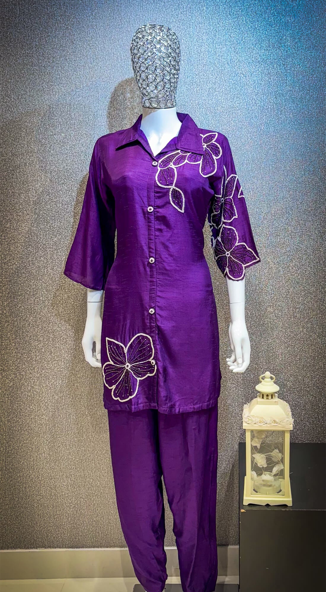 Embellished Hand Work - Dark Lavender