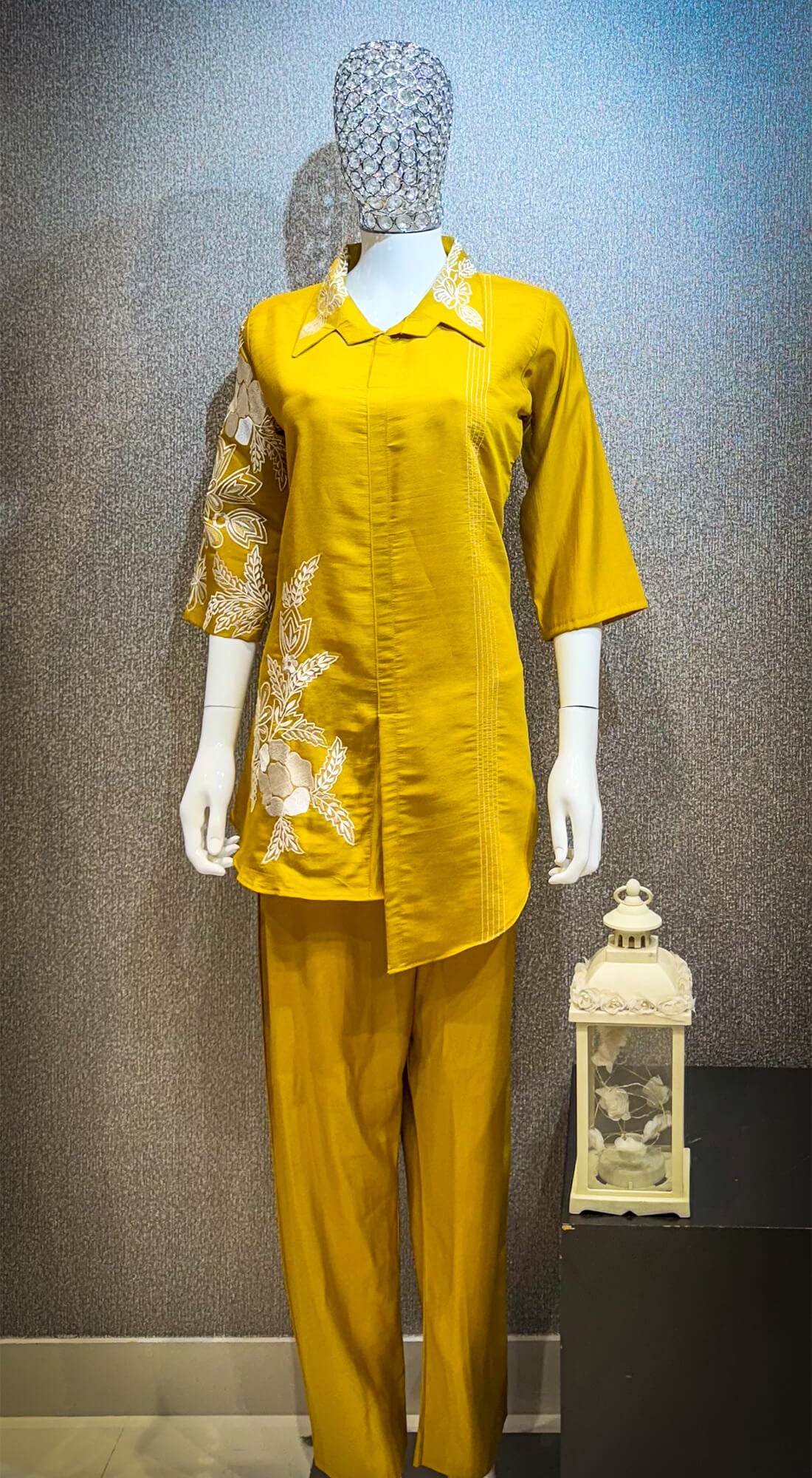 Embroidery Thread Work - Mustard Yellow