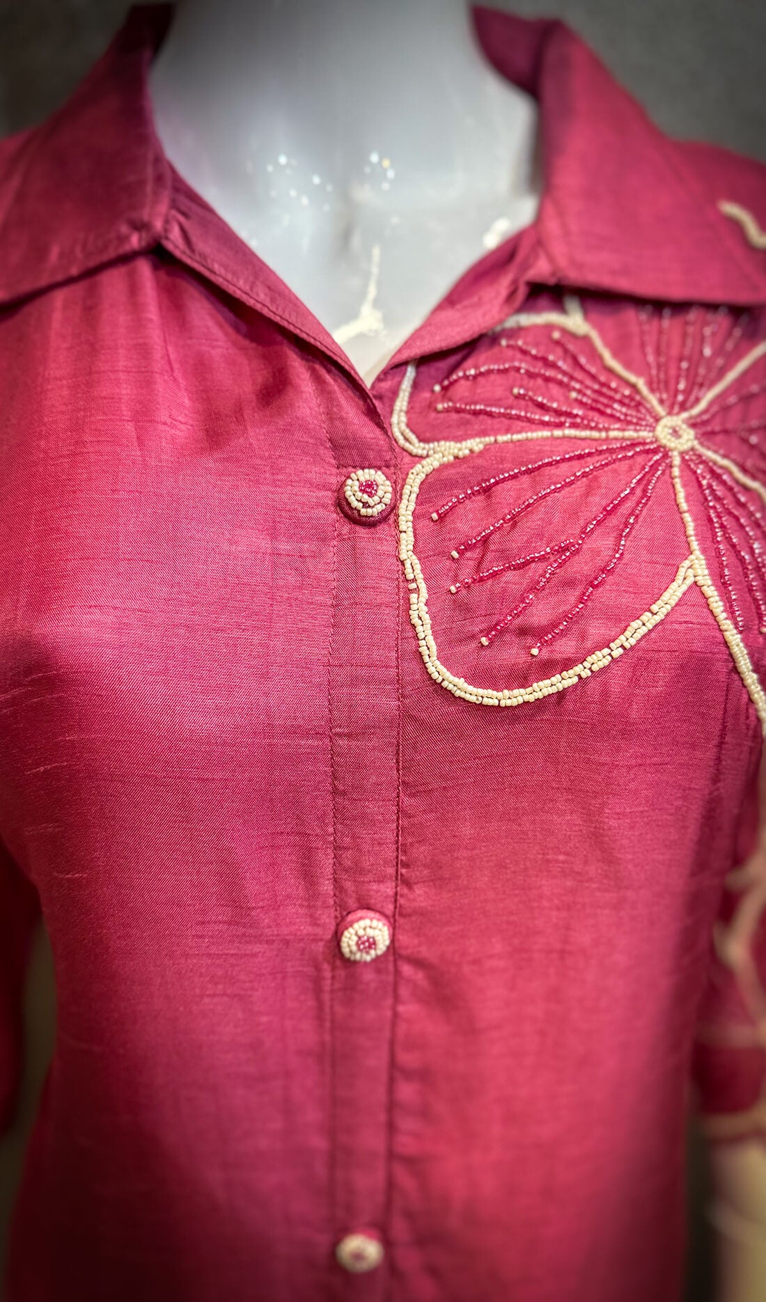 Embellished Hand Work - Pinkish Red