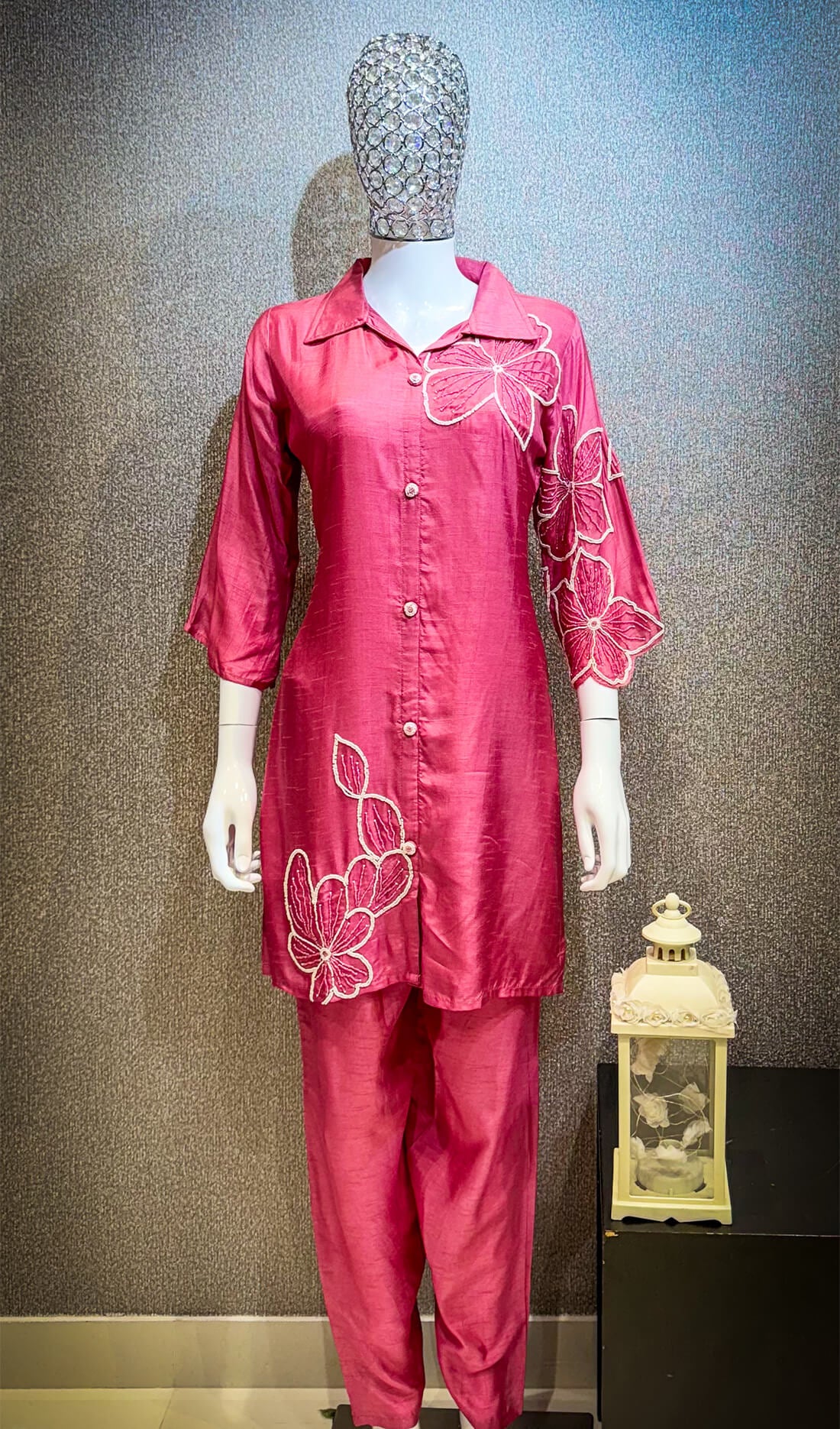 Embellished Hand Work - Pinkish Red