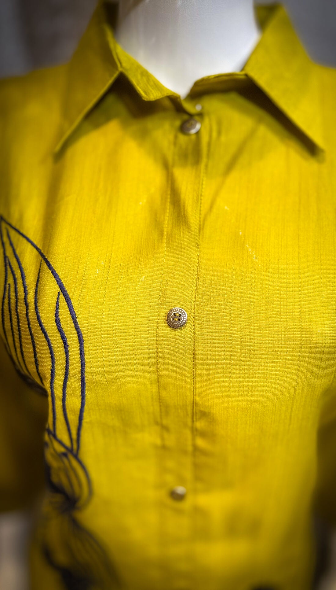 Embroidery Thread Work - Yellow with Blue