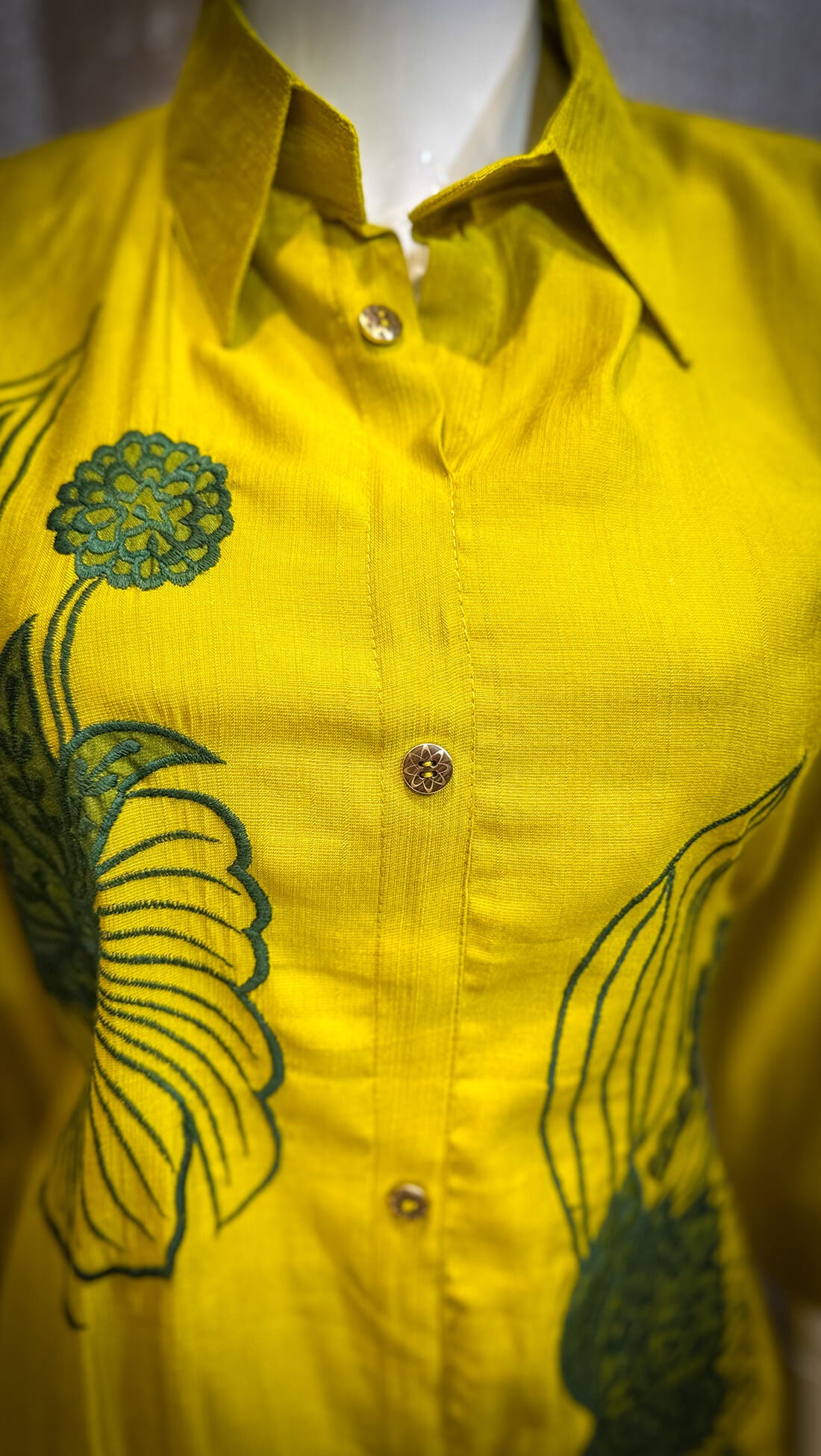 Embroidery Thread Work - Yellow with Green