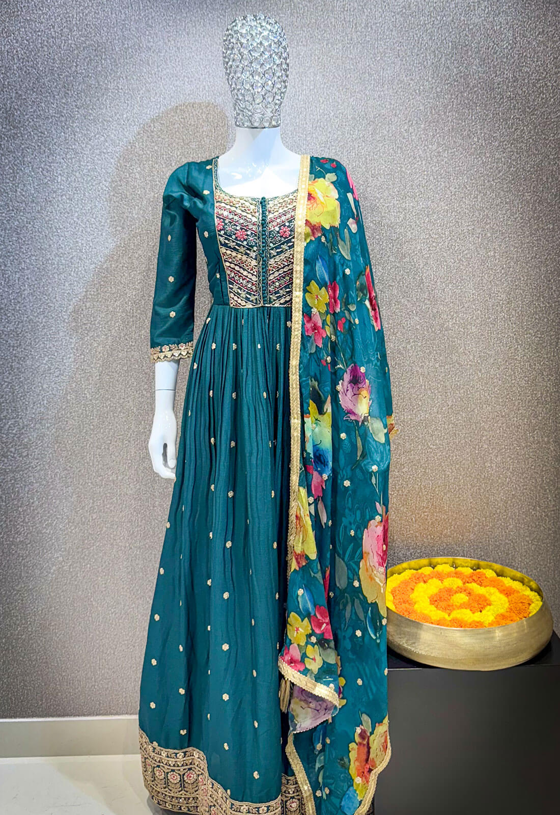 Embroidery Work 3 piece - Blue Lagoon
