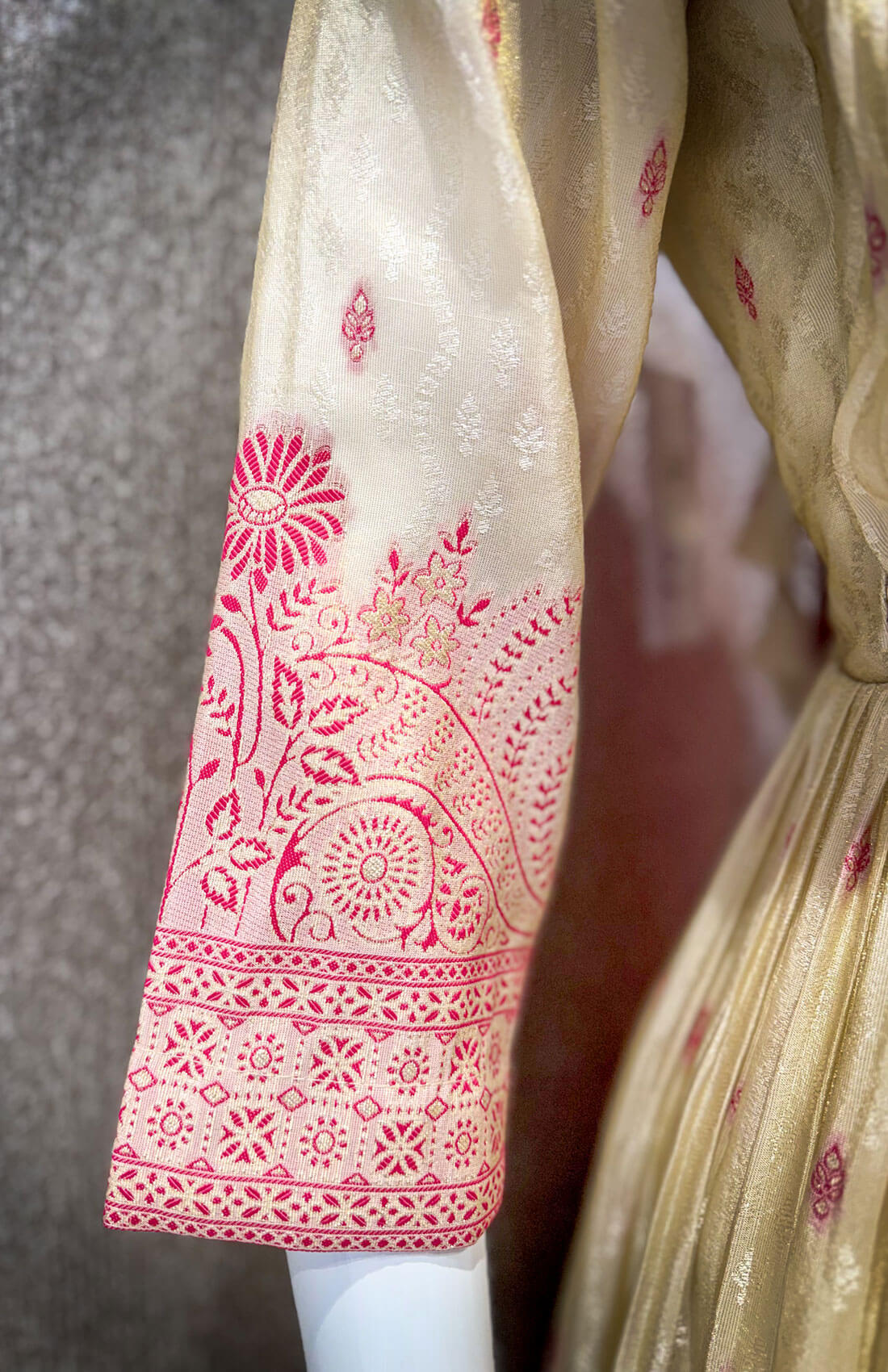 Embroidery Work 3 piece - Half White with Pink