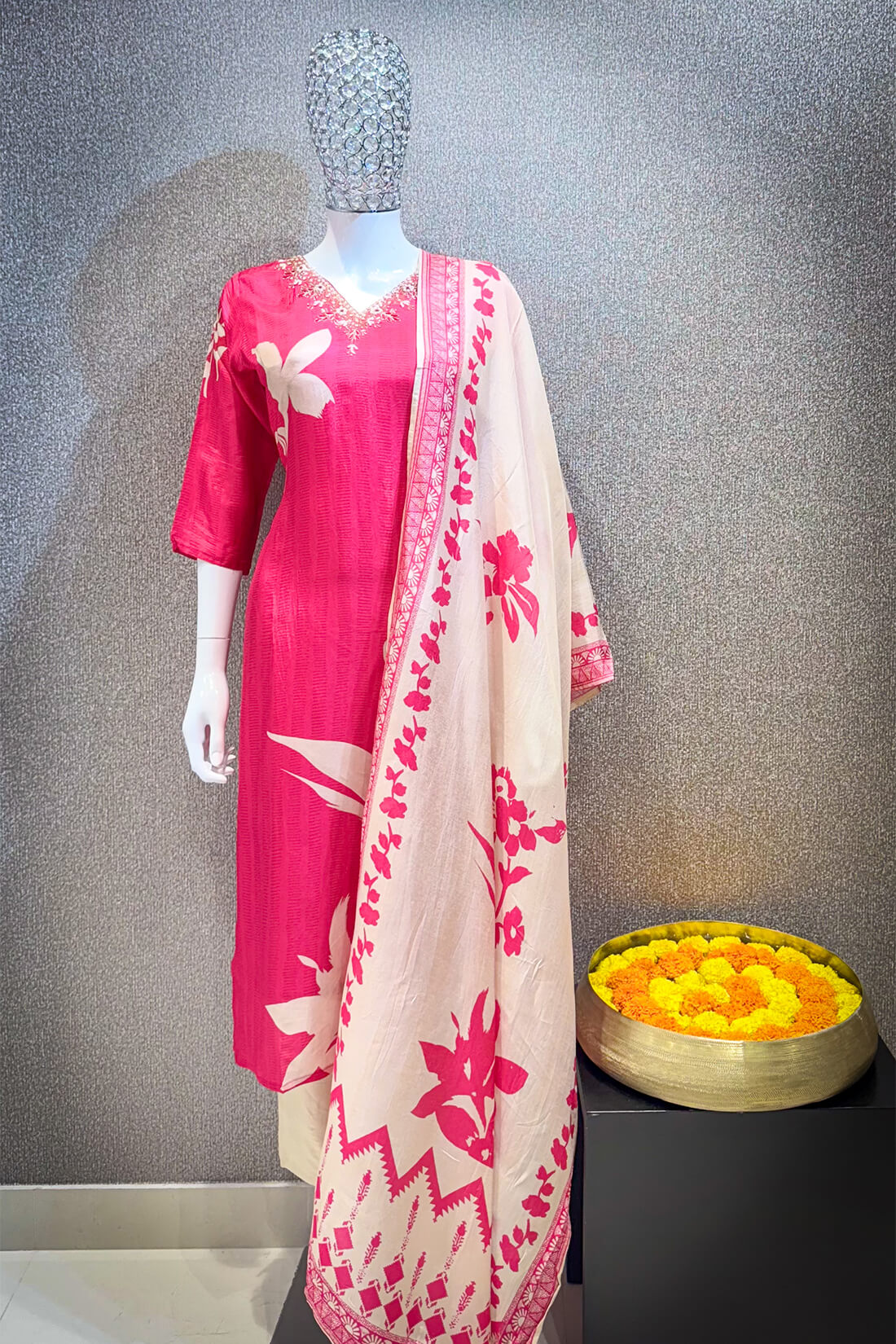 Embellished Work 3piece - Cerise Pink