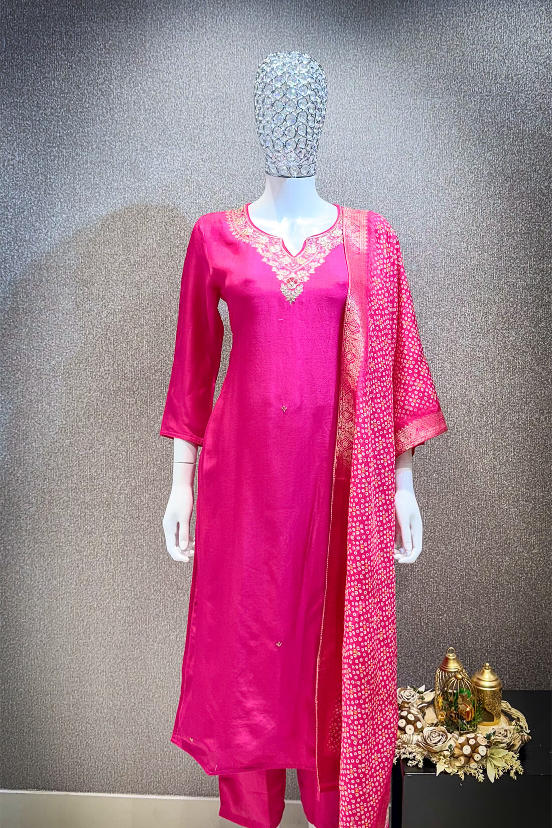 Embellished Work 3piece - Dark Hot Pink