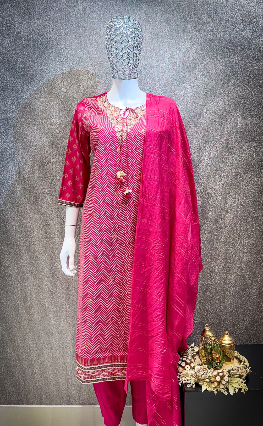 Embellished Work 3piece - Dark Pink