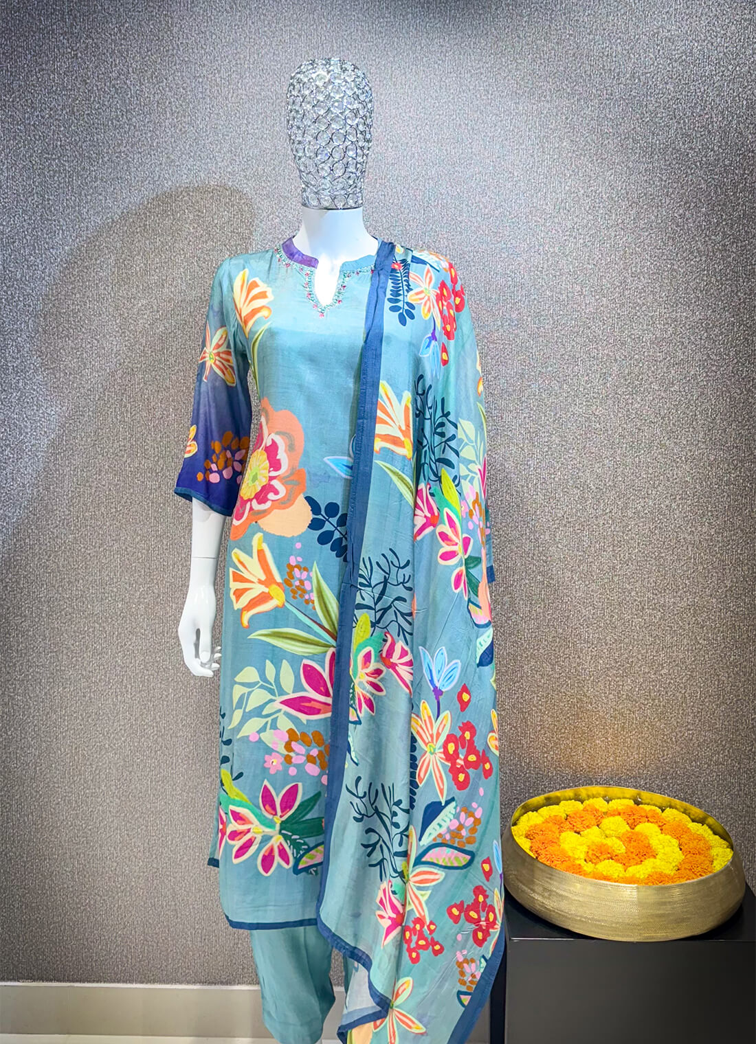 Embellished Work 3piece - Light Blue