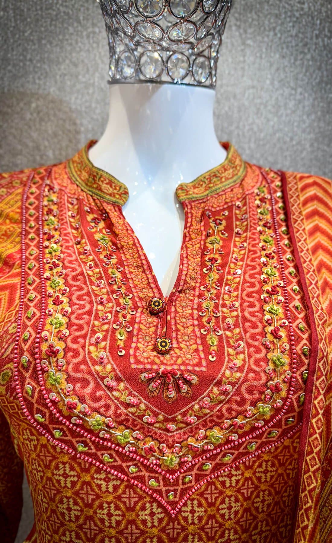 Embellished Work 3piece - Orange Red