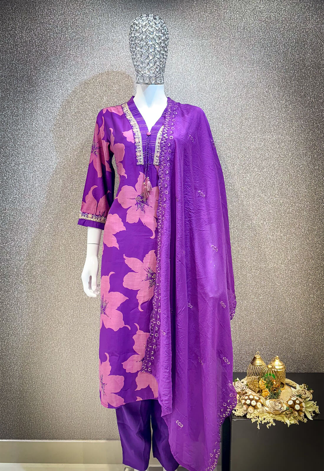 Embellished Work 3piece -  Purple