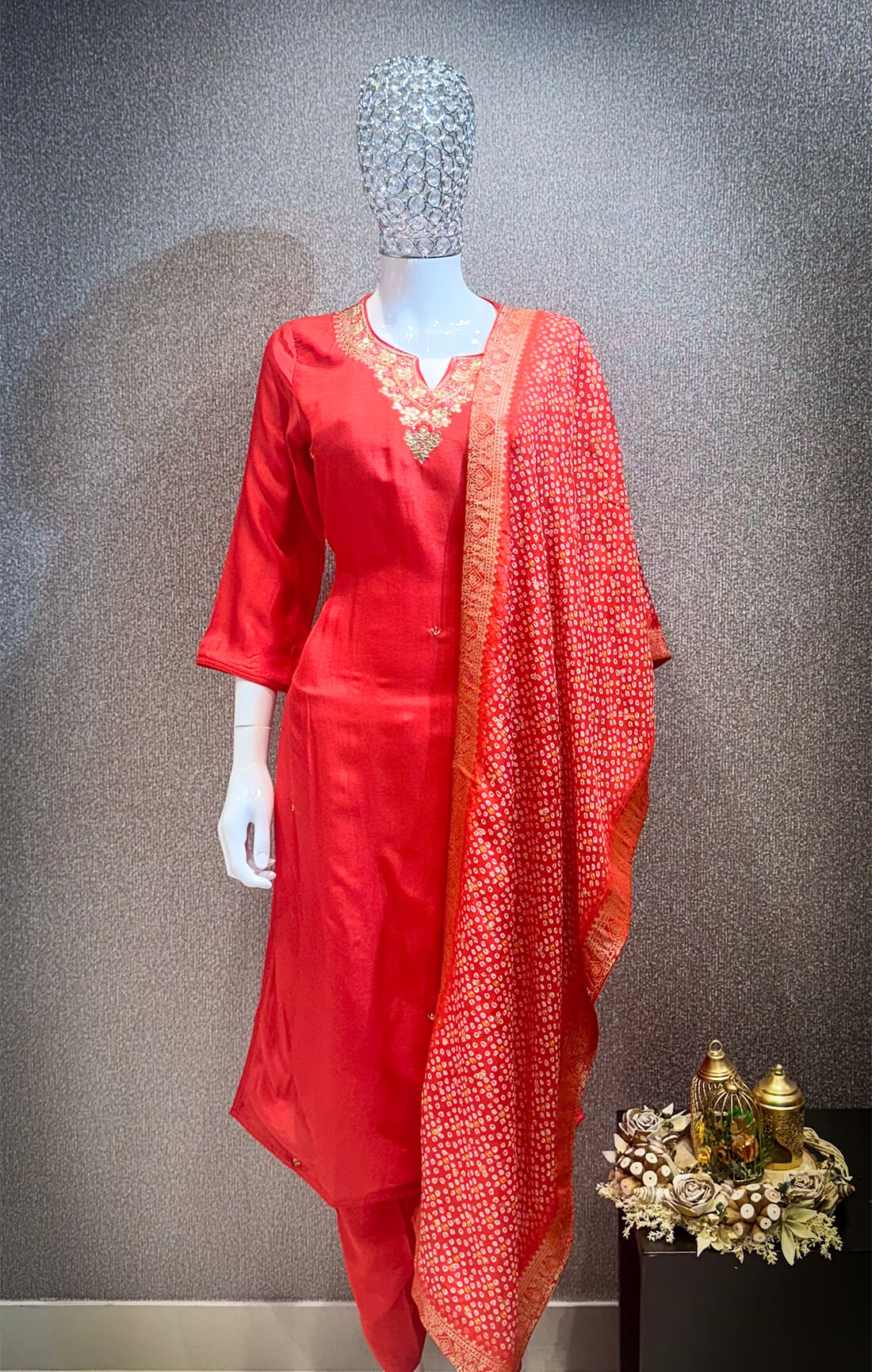 Embellished Work 3piece - Dark Red