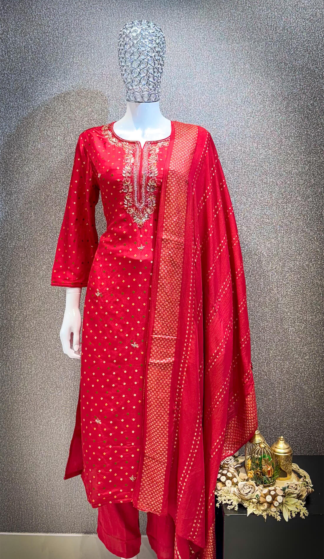 Embellished Work 3piece - Red