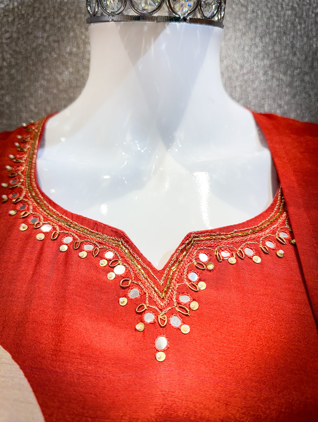 Embellished Work 3piece -  Reddish Orange