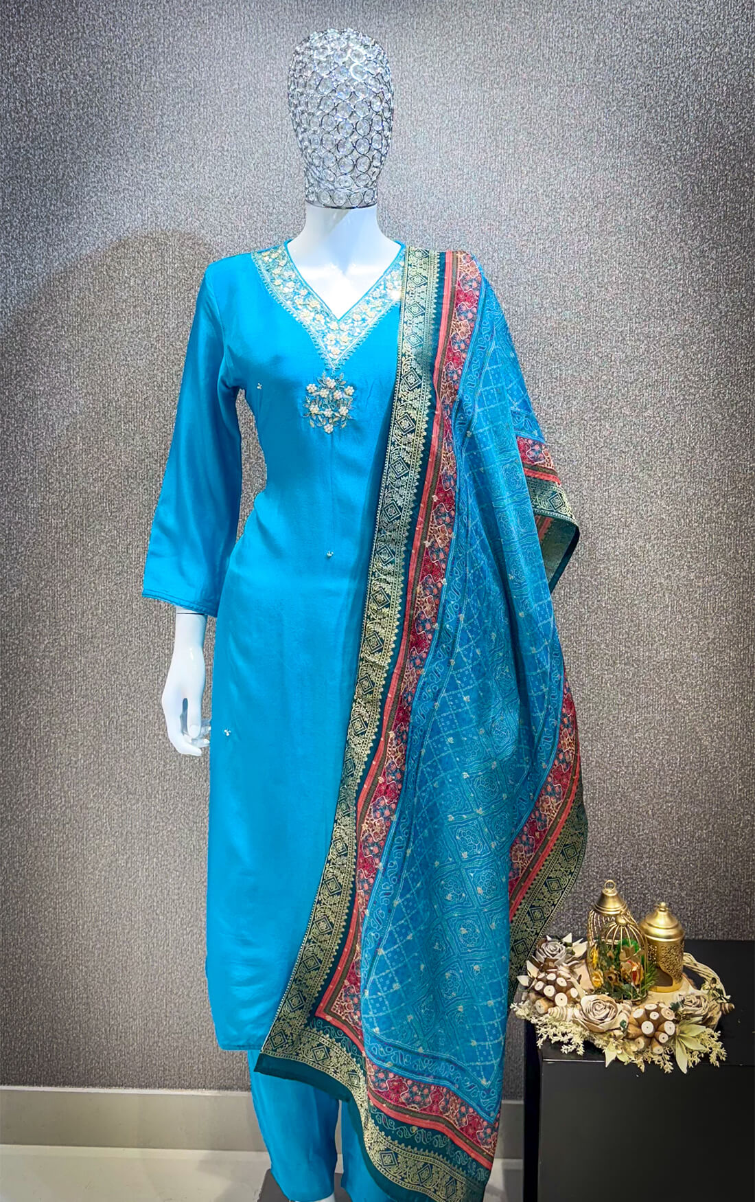 Embellished Work 3piece - Sky Blue