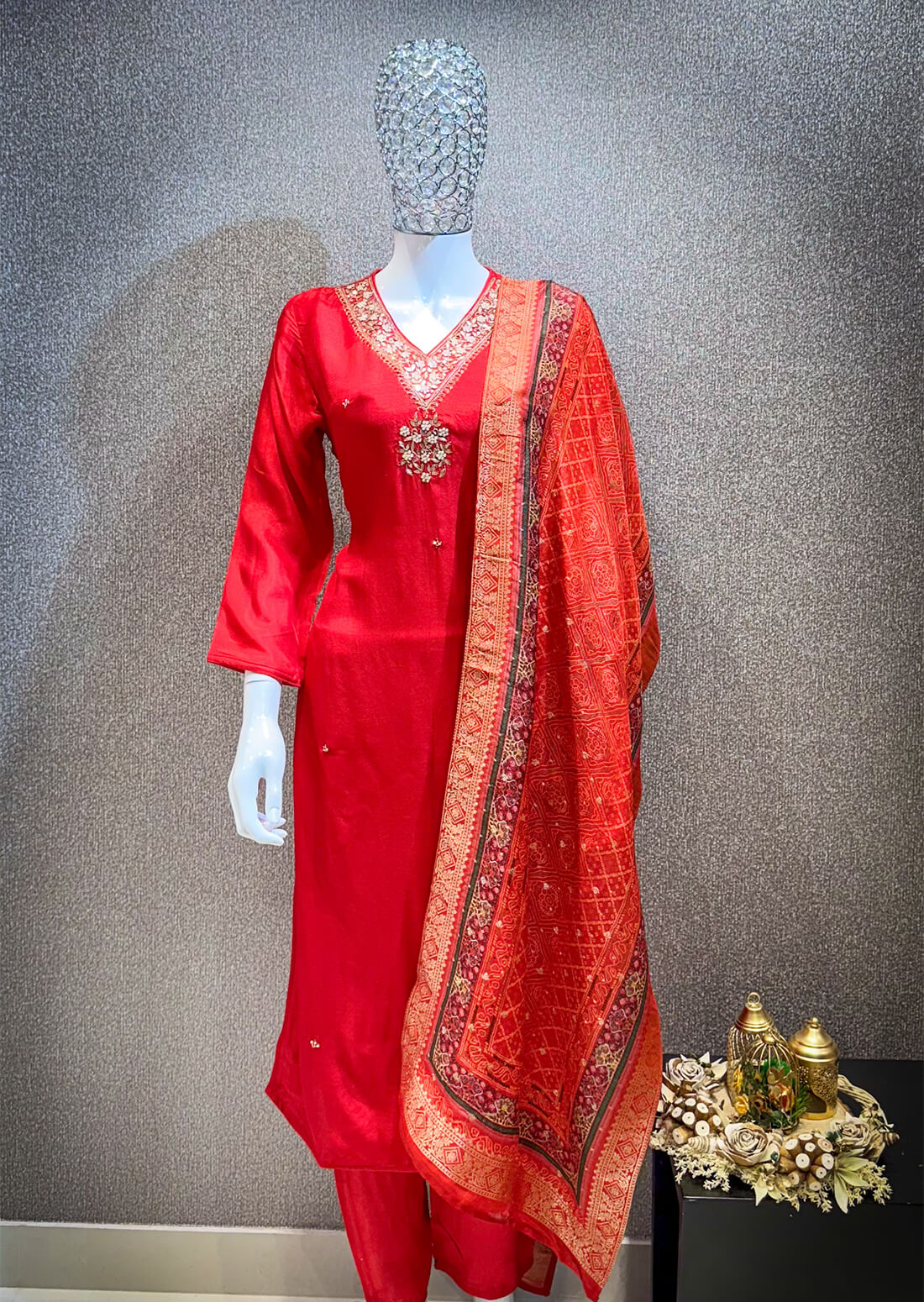 Embellished Work 3piece - Torch Red