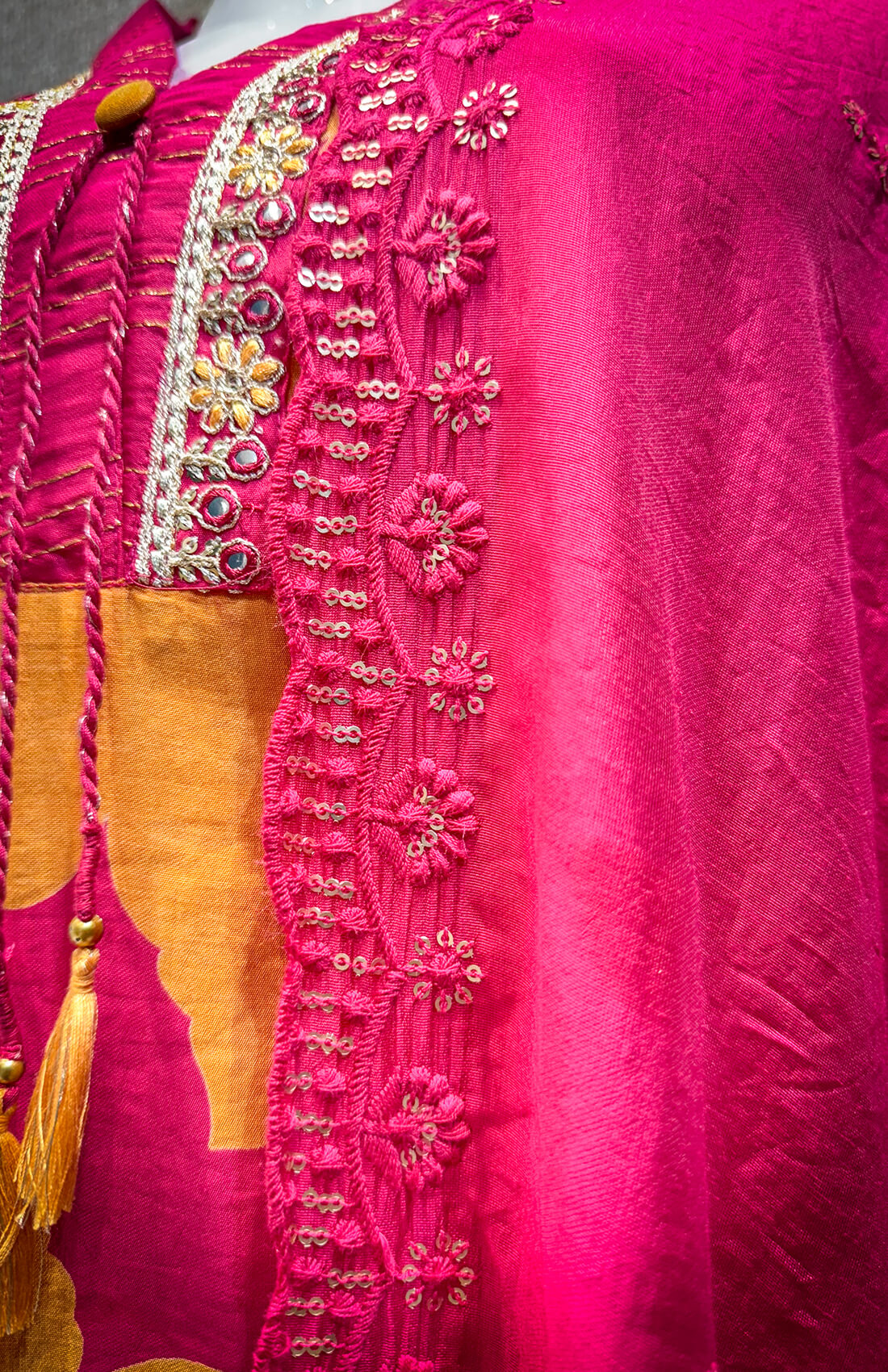 Embellished Work 3piece -  Vivid Pink