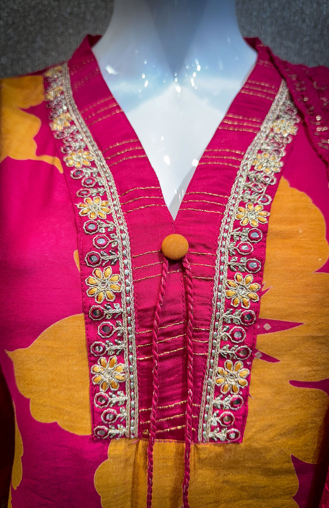 Embellished Work 3piece -  Vivid Pink
