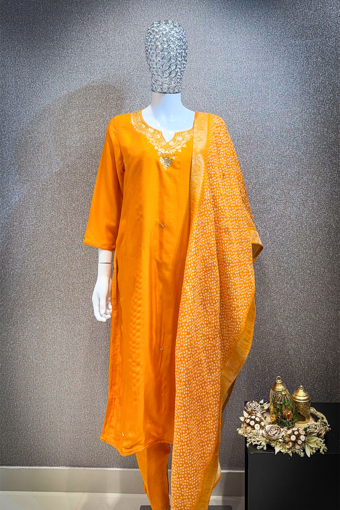 Embellished Work 3piece - Yellowish Orange
