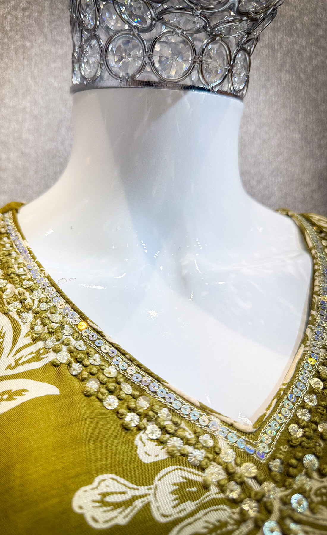 Embellished Work Printed  3piece - Olive Green