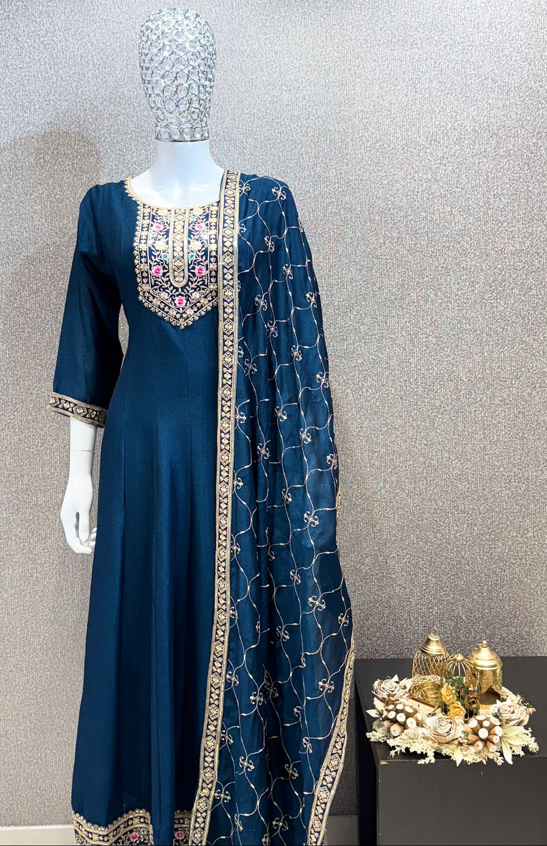 Embroidery Work 3 piece - Blue