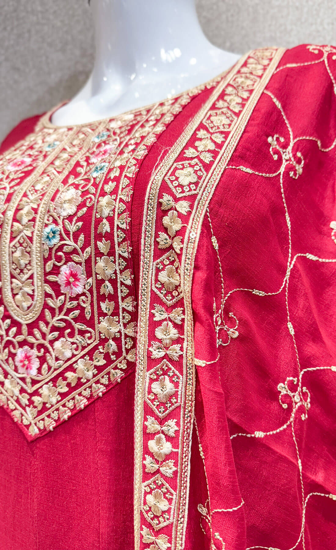 Embroidery Work 3 piece - Red