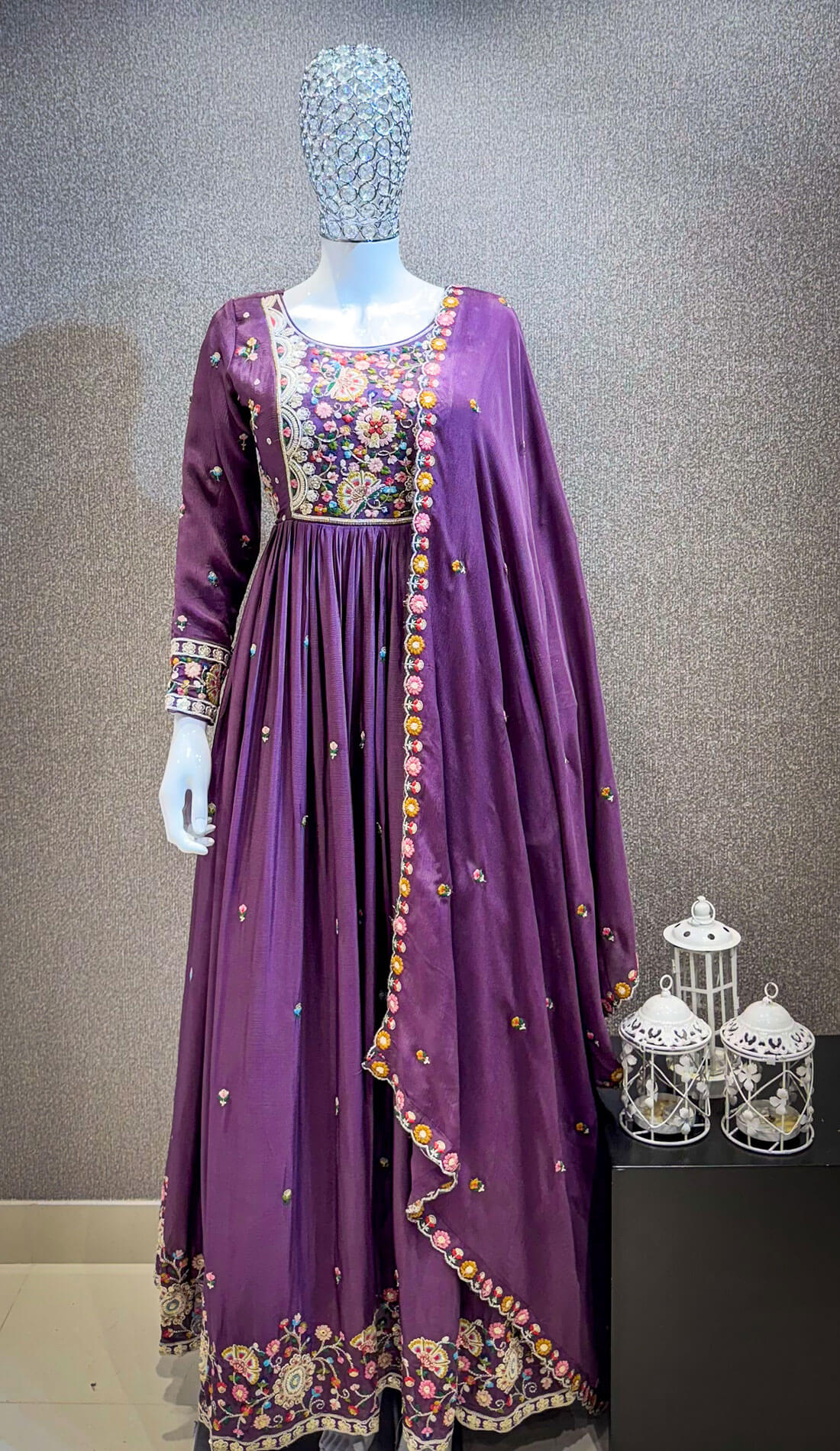 Embroidery Work 3 piece - Deep Lilac