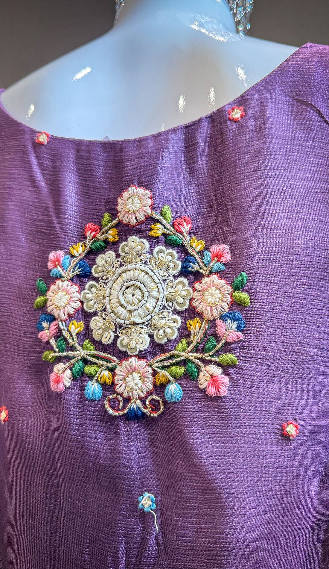 Embroidery Work 3 piece - Deep Lilac