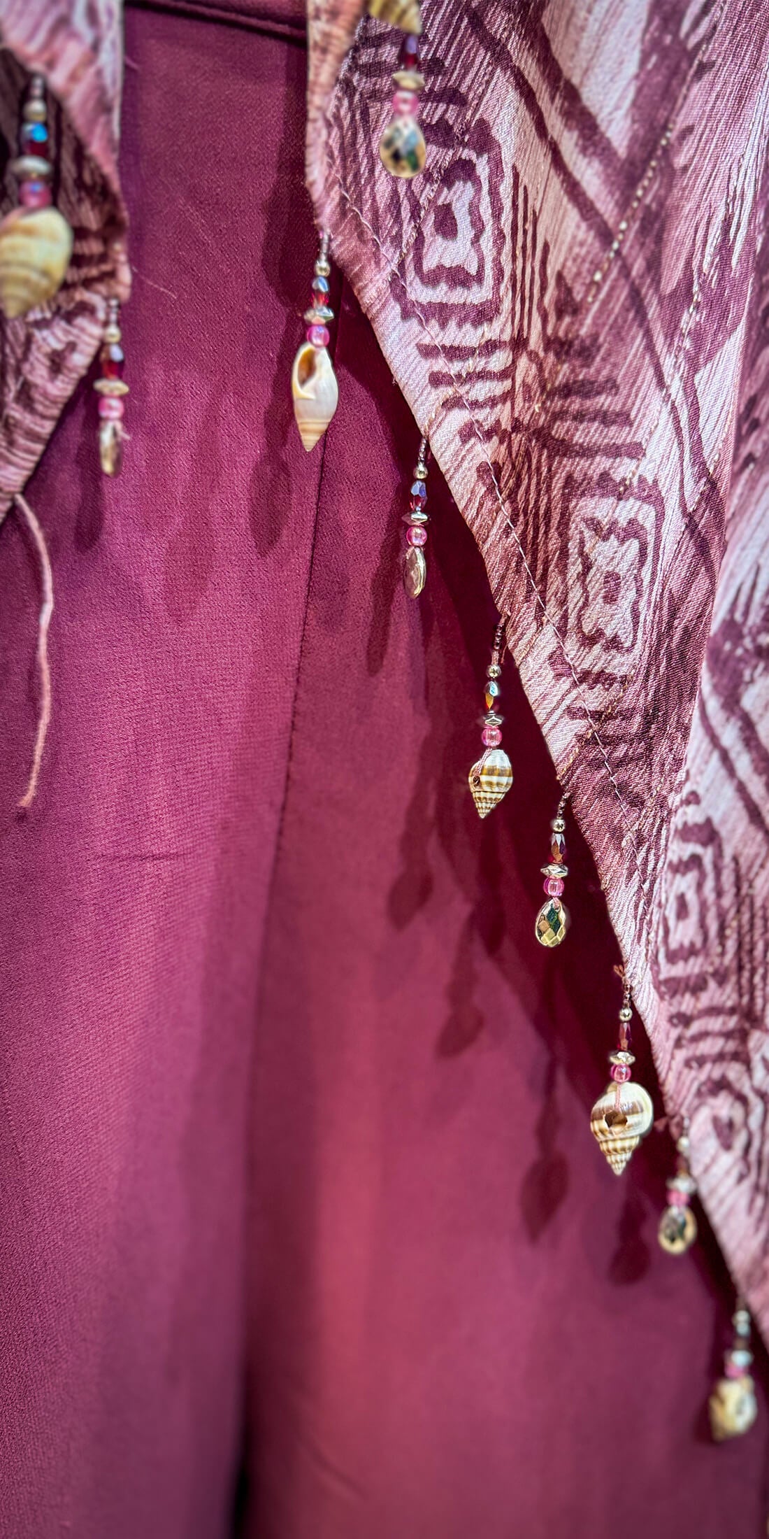 Embroidery Work Poncho Style 3-peice - Maroon