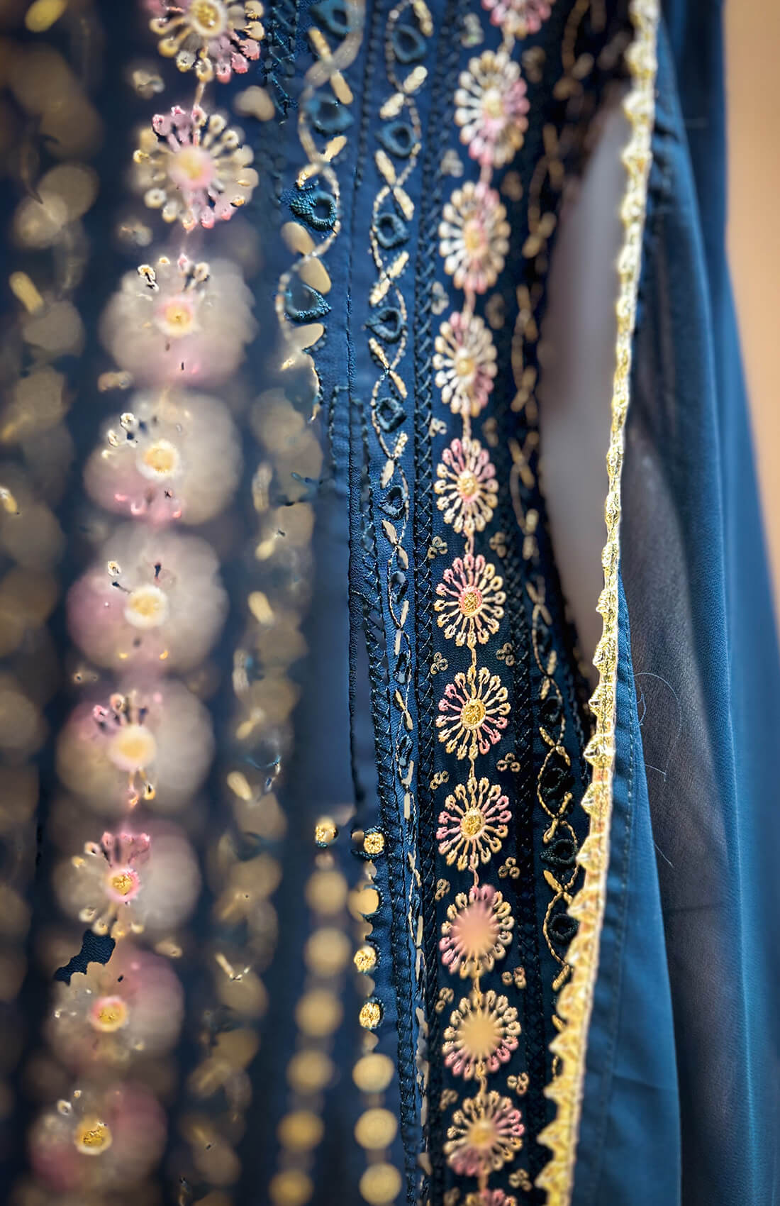 Gold Embroidery Work 3-peice - Midnight Blue