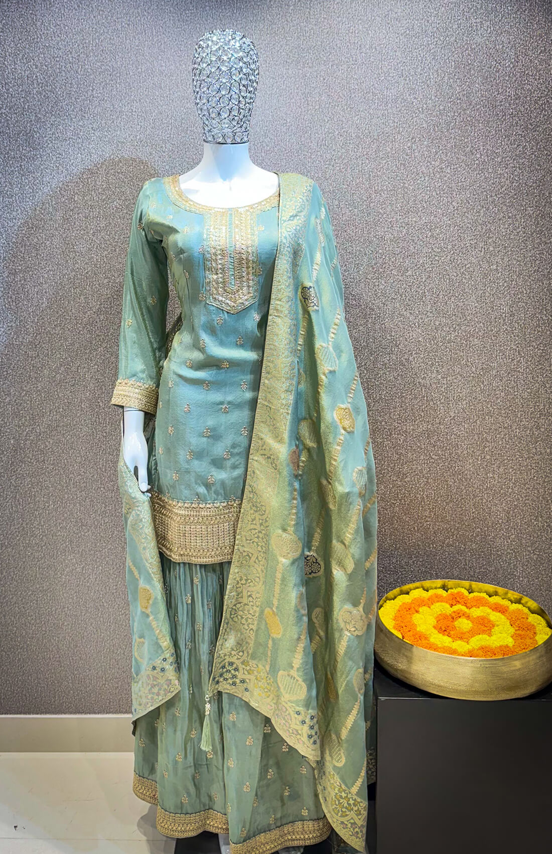 Gold Pitta Work 3-peice