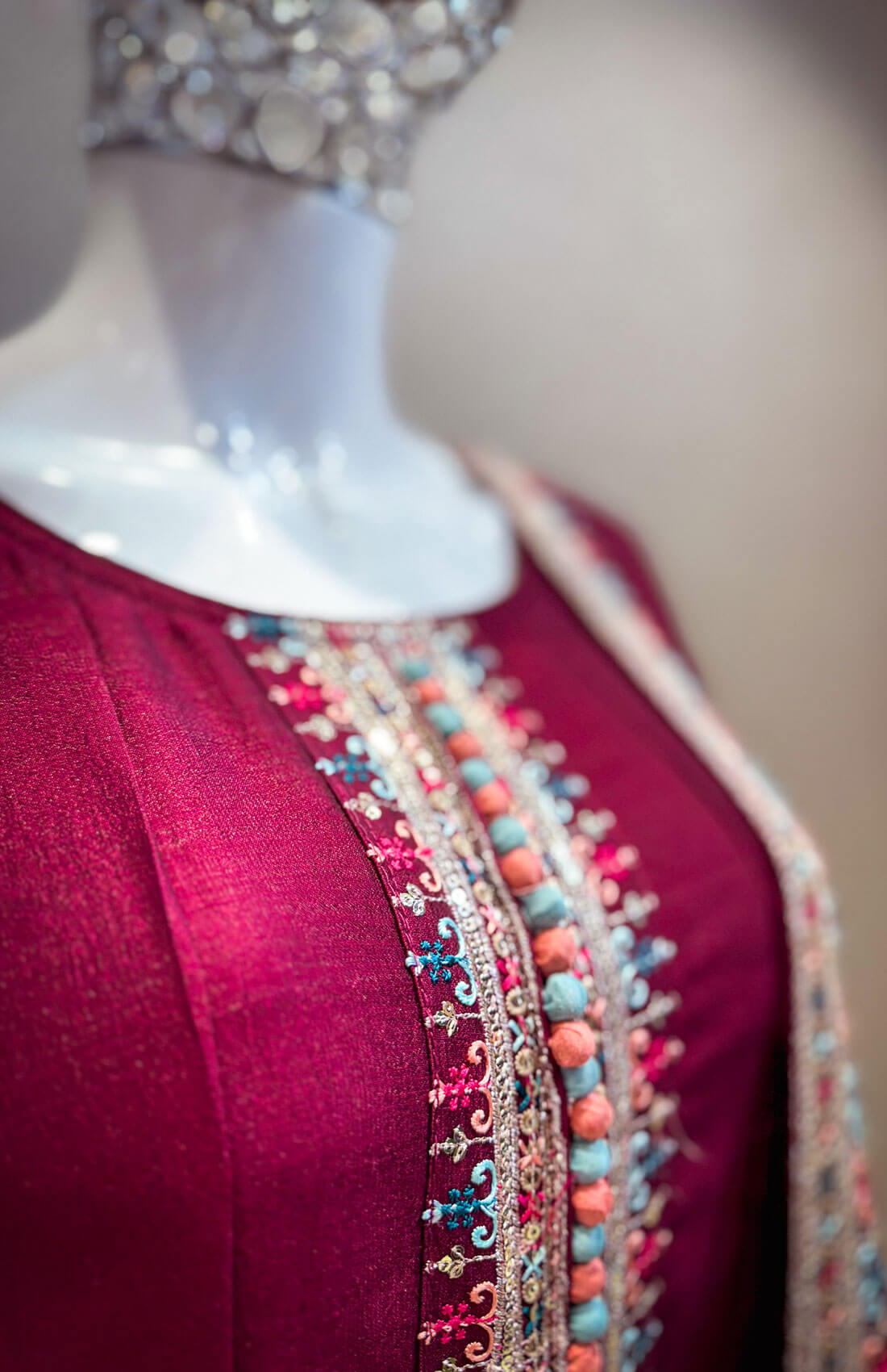 Hand Work 3piece - Burgundy