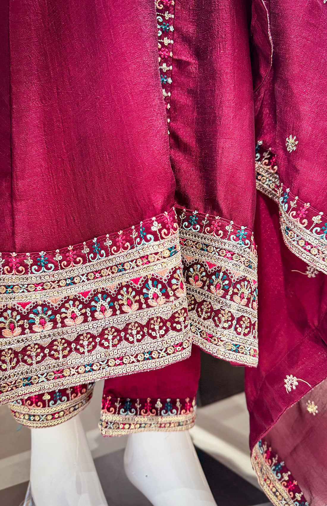 Hand Work 3piece - Burgundy