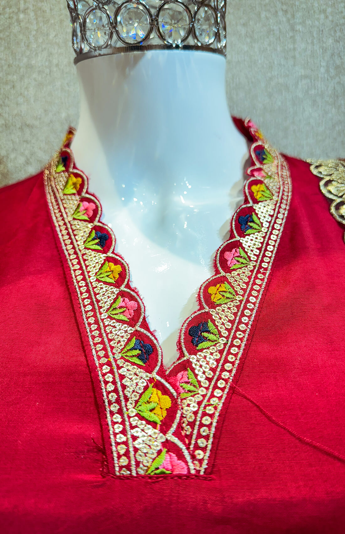 Hand Work 3piece - Maroonish Red