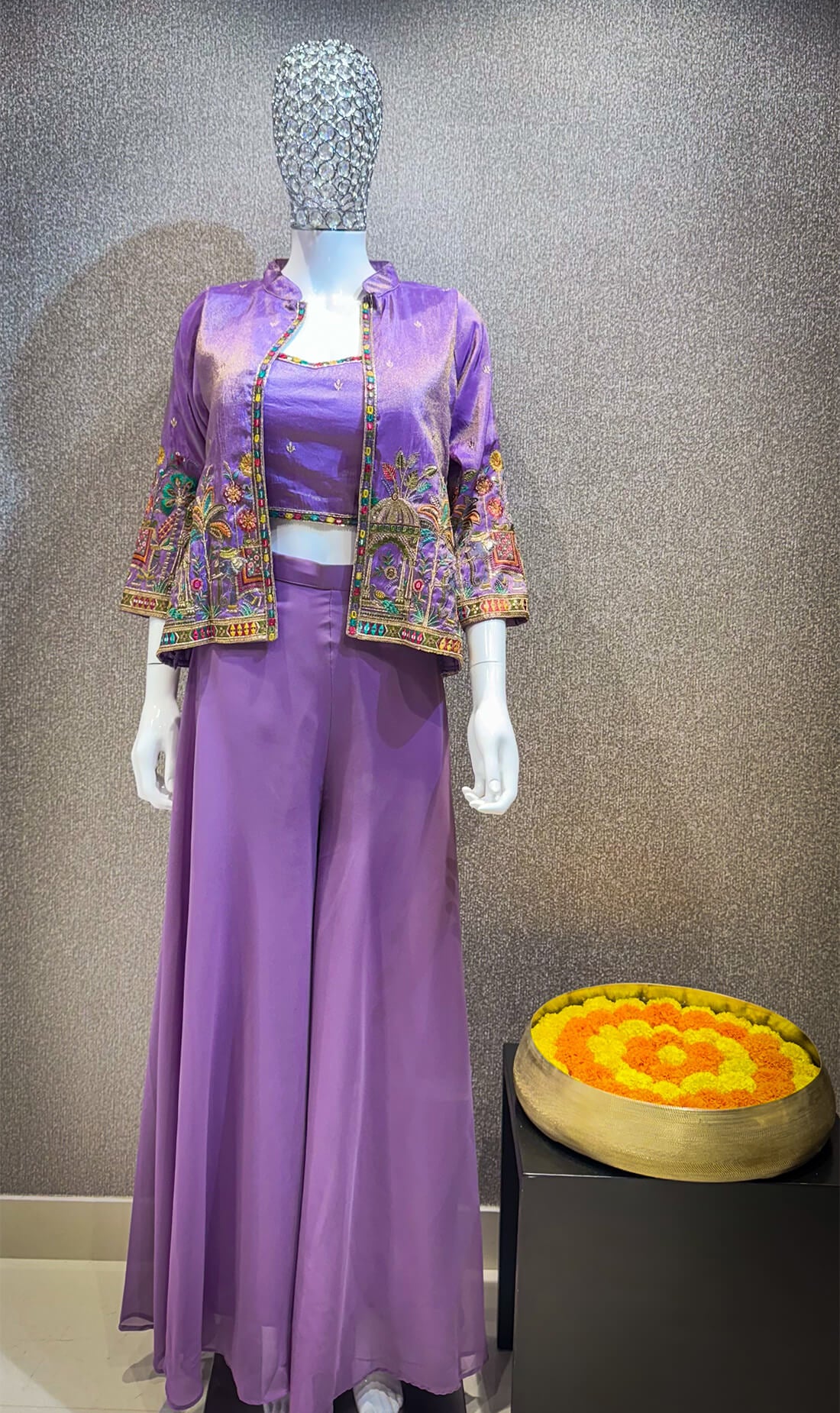 Hand Work Jacket Style 3-peice - Lavendar