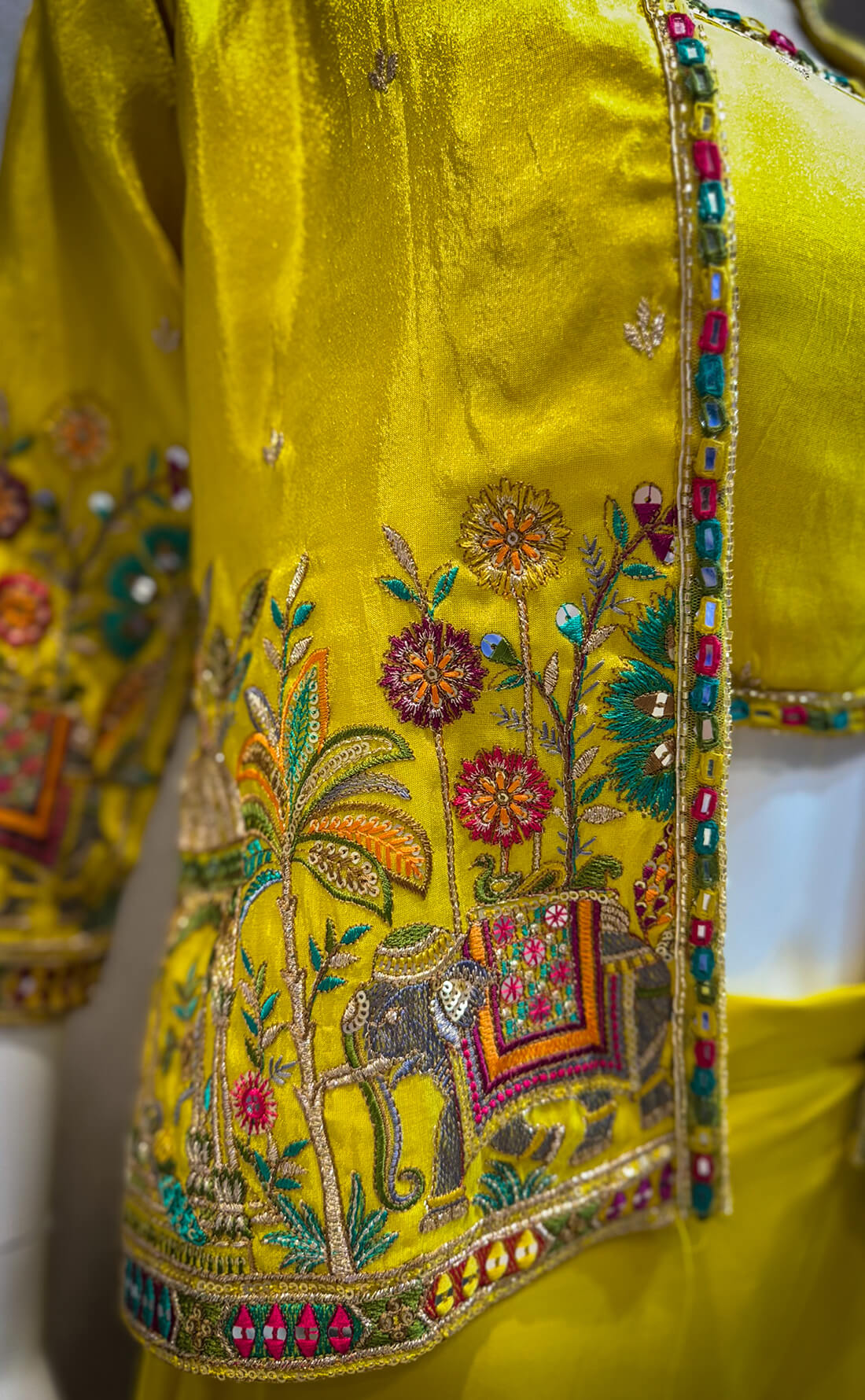 Hand Work Jacket Style 3-peice - Yellow