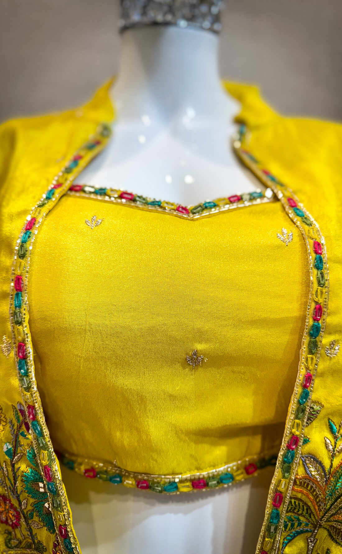 Hand Work Jacket Style 3-peice - Yellow
