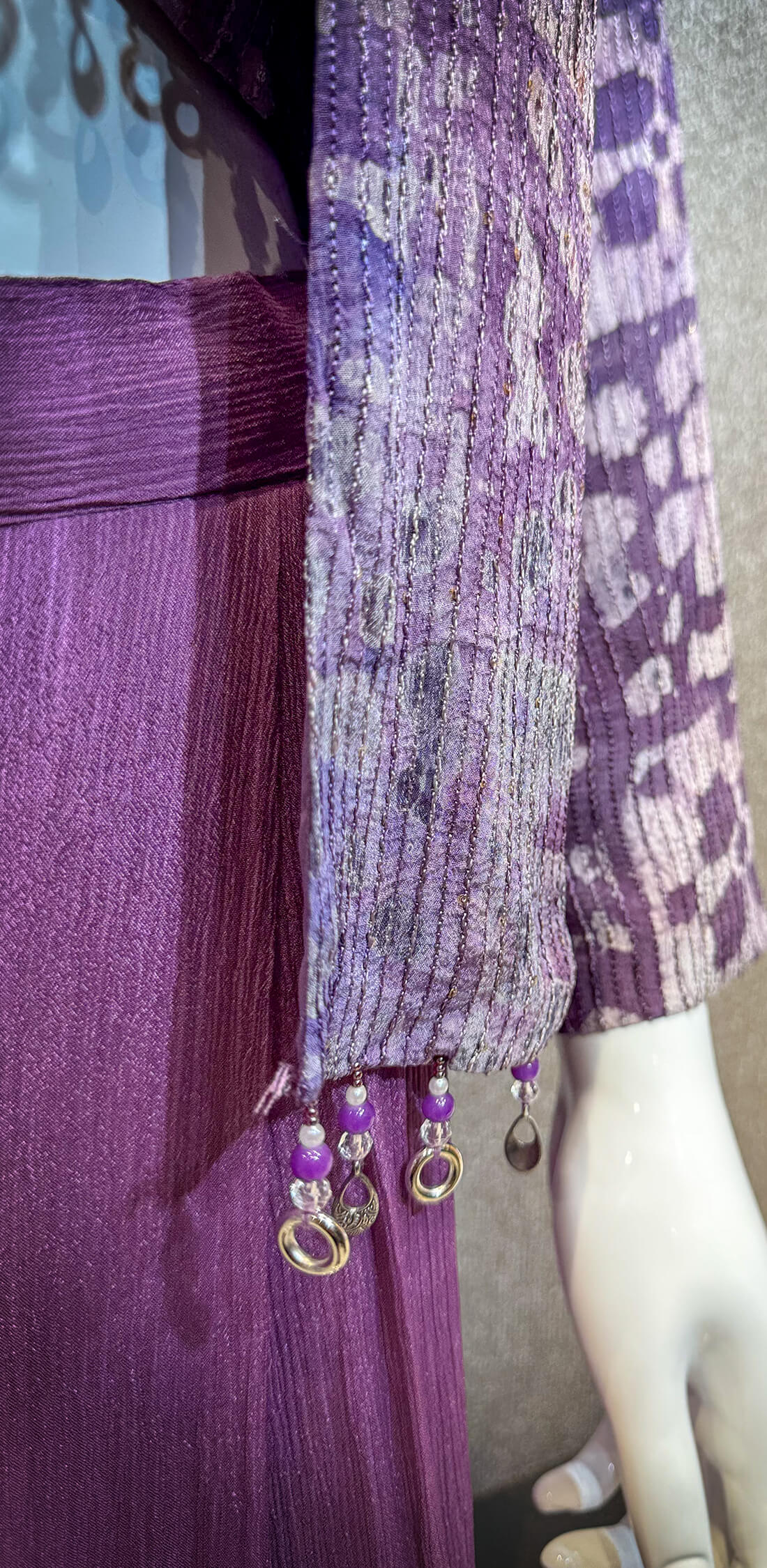 Jacket Style Embellished 3-peice Kalamkari Print - Grape