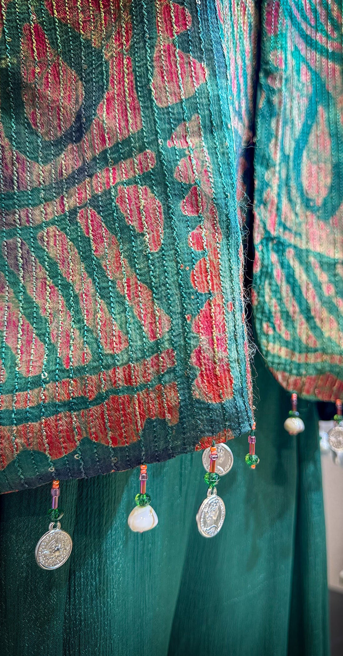 Jacket Style Embellished 3-peice Kalamkari Print