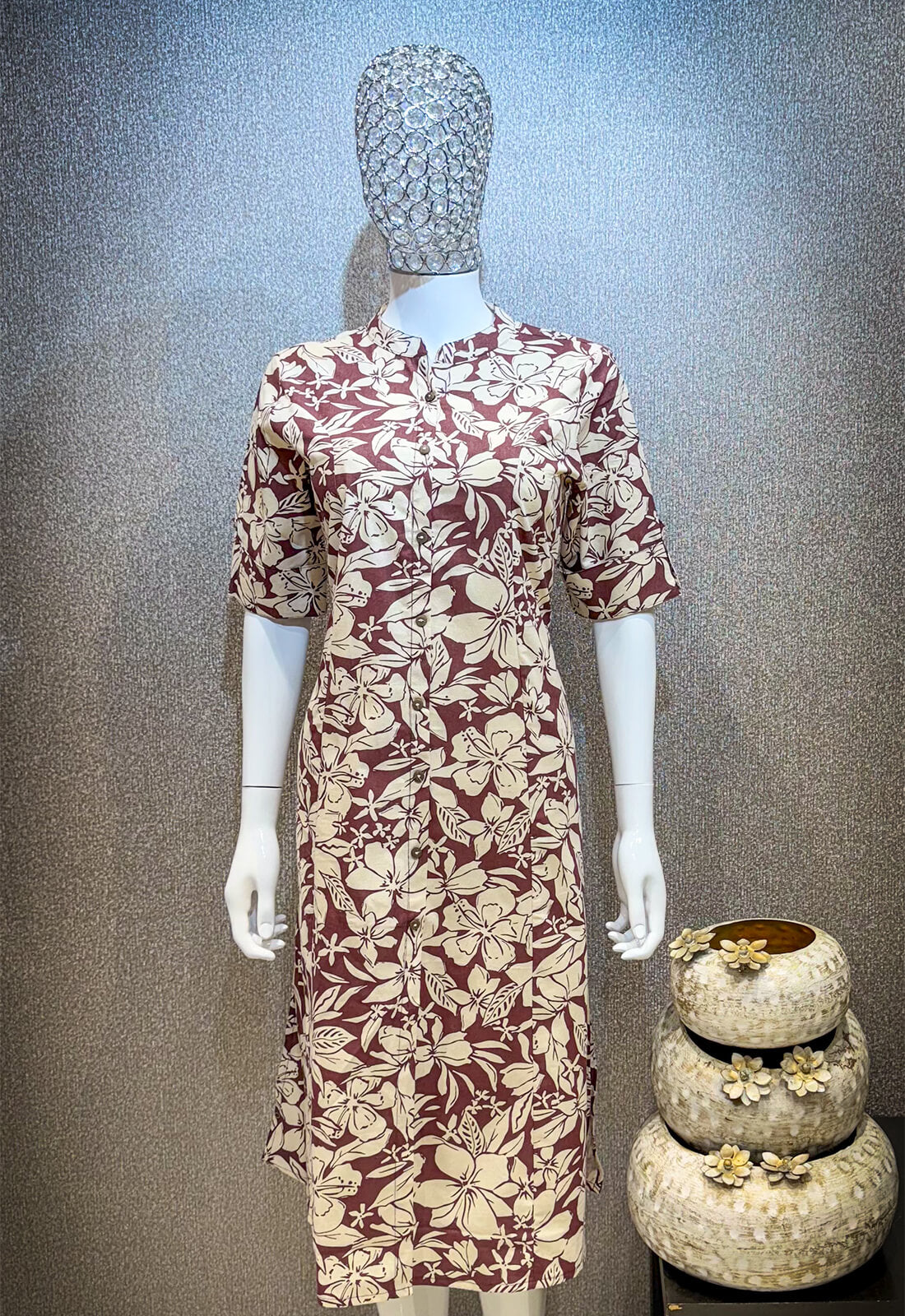 Printed Kurti - Spanish White with Green