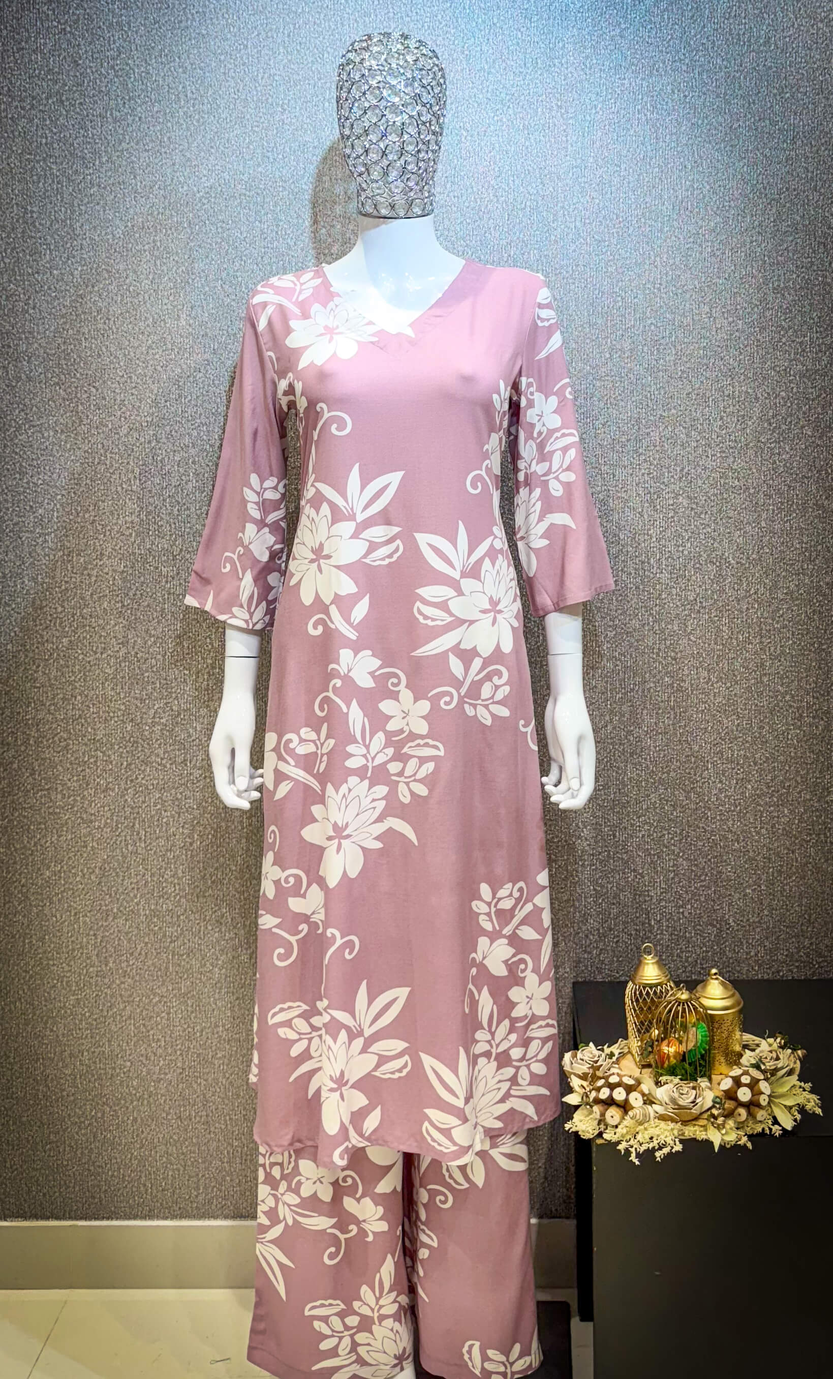 Printed Kurti -  Dusky Pink