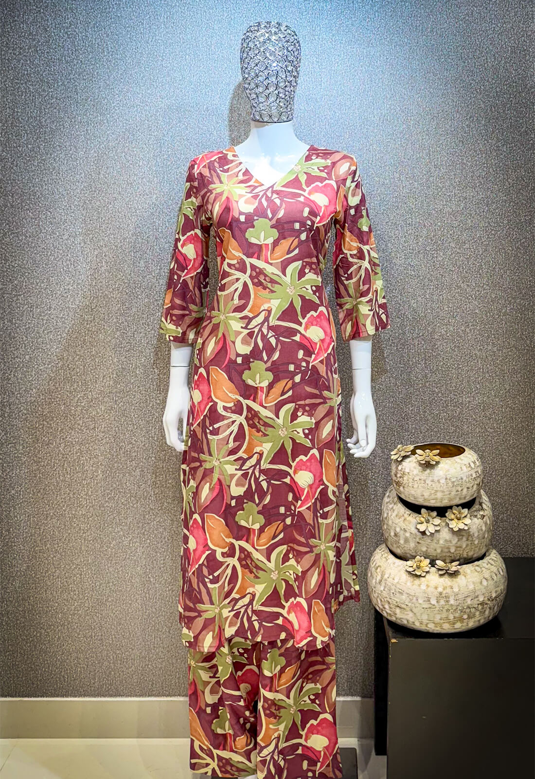 Printed Kurti - Magenta Red