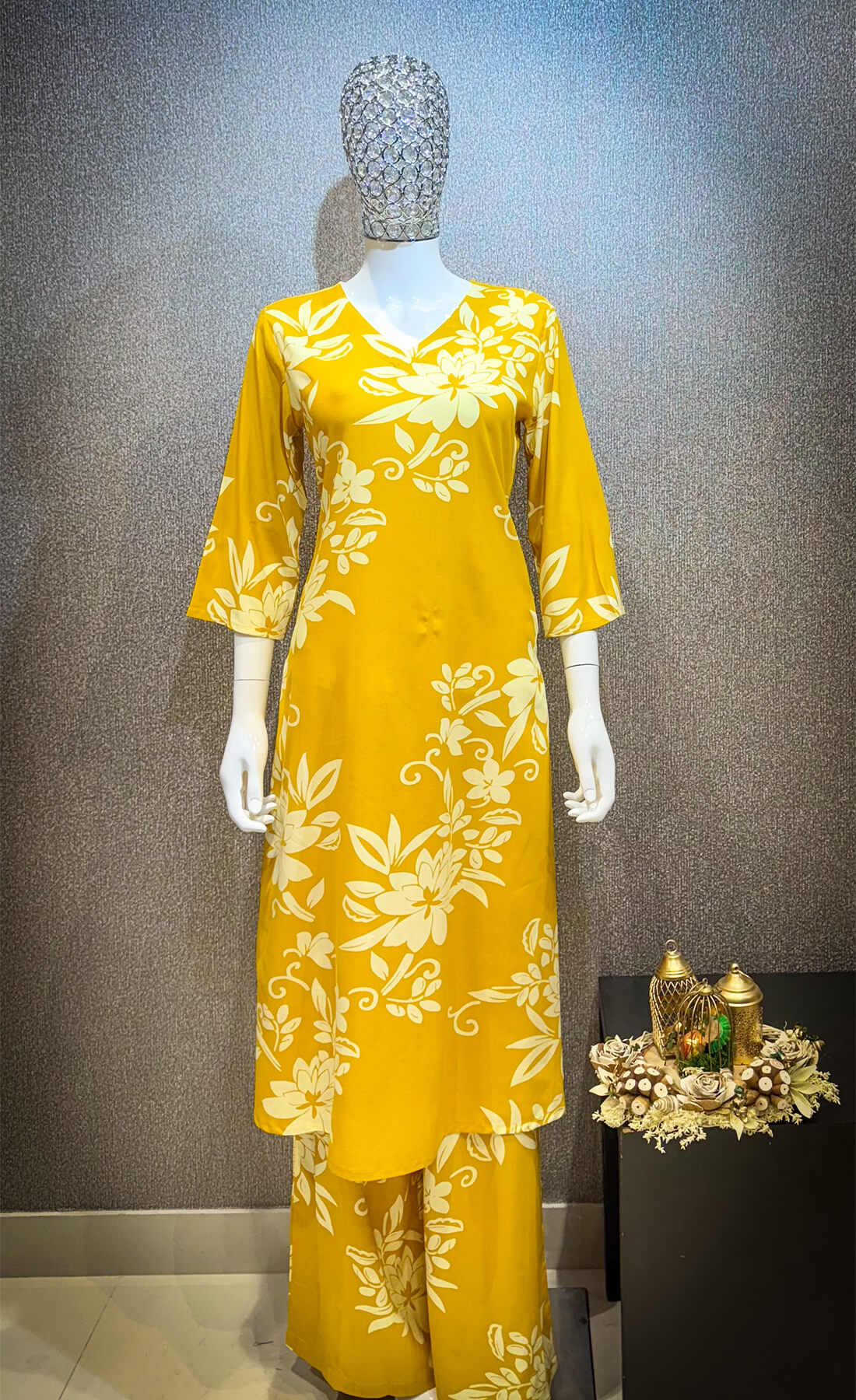 Printed Kurti -  Mustard Yellow