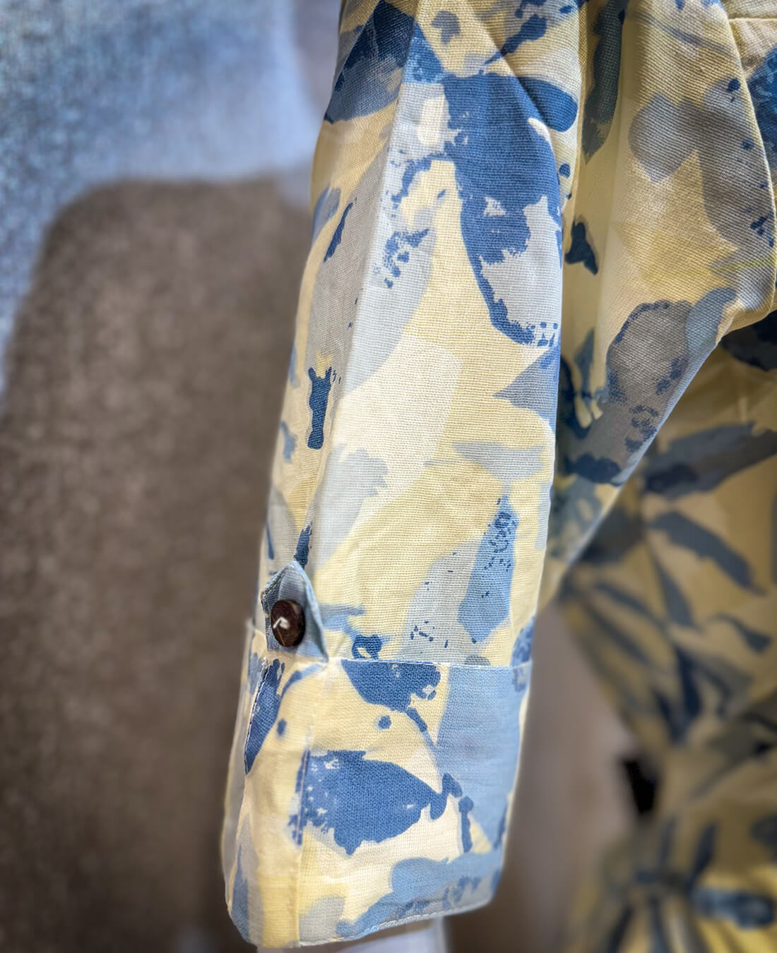 Printed Kurti - Spanish White with Blue
