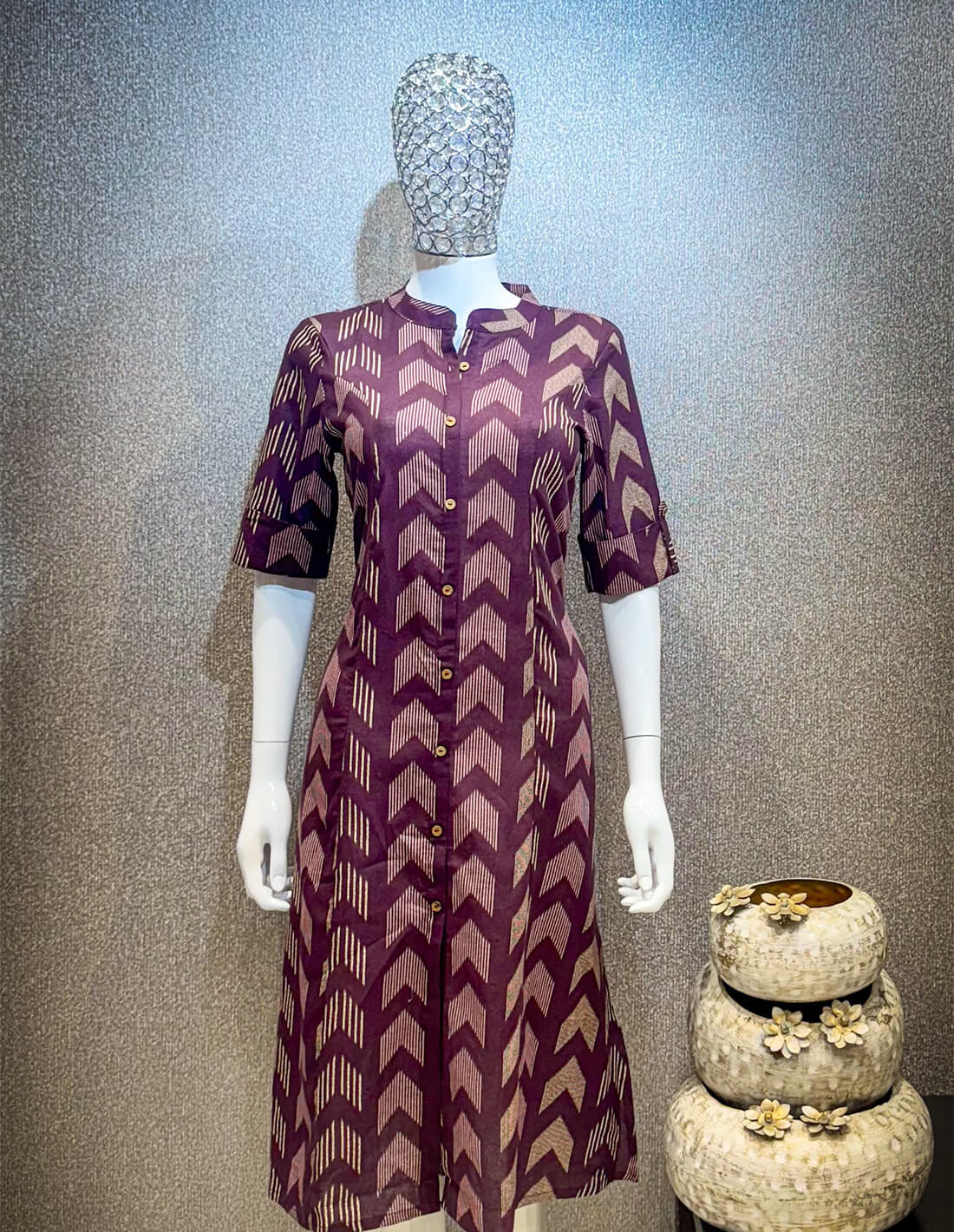 Printed Kurti -  Wine Berry