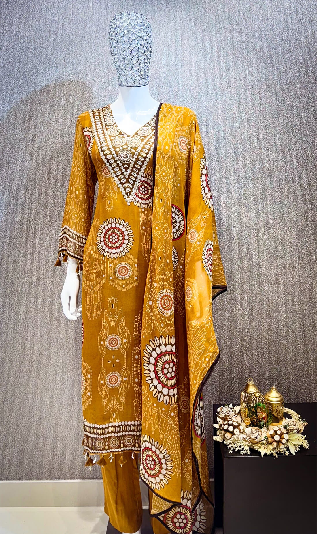 Printed  Suit 3 piece - Mustard Yellow