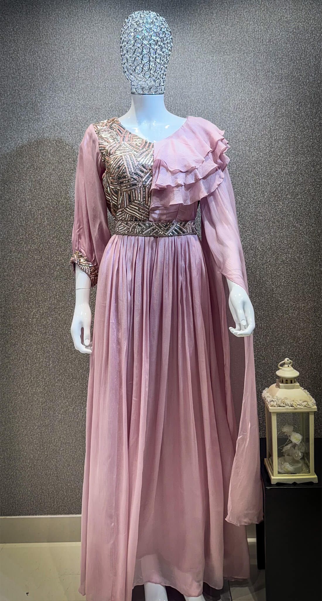 Sequin Work Dress - Pink