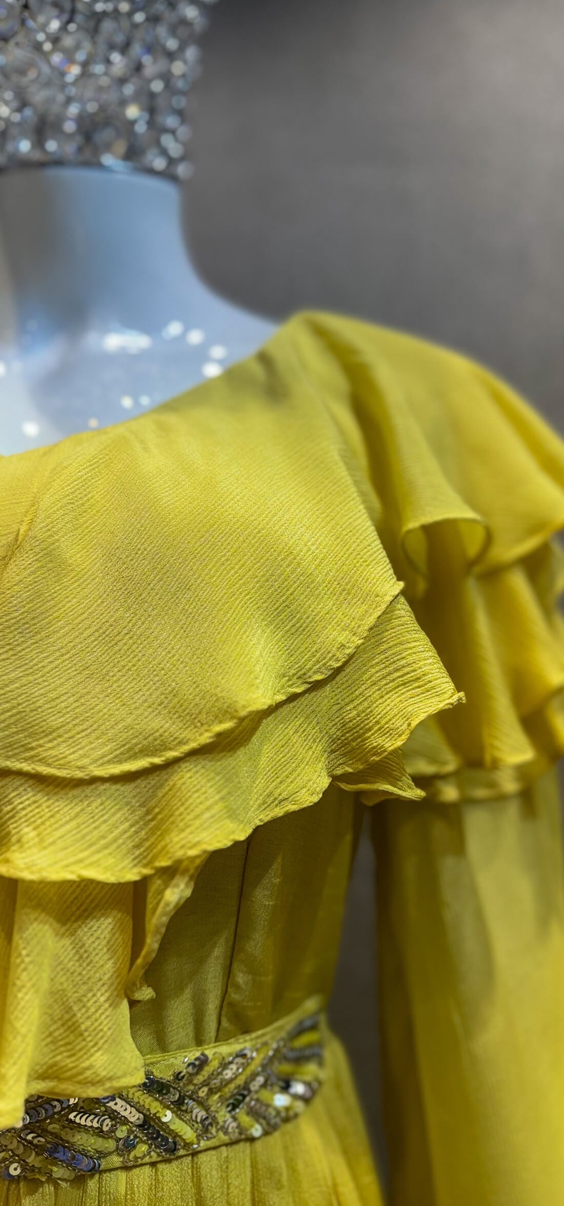 Sequin Work Dress - Yellow