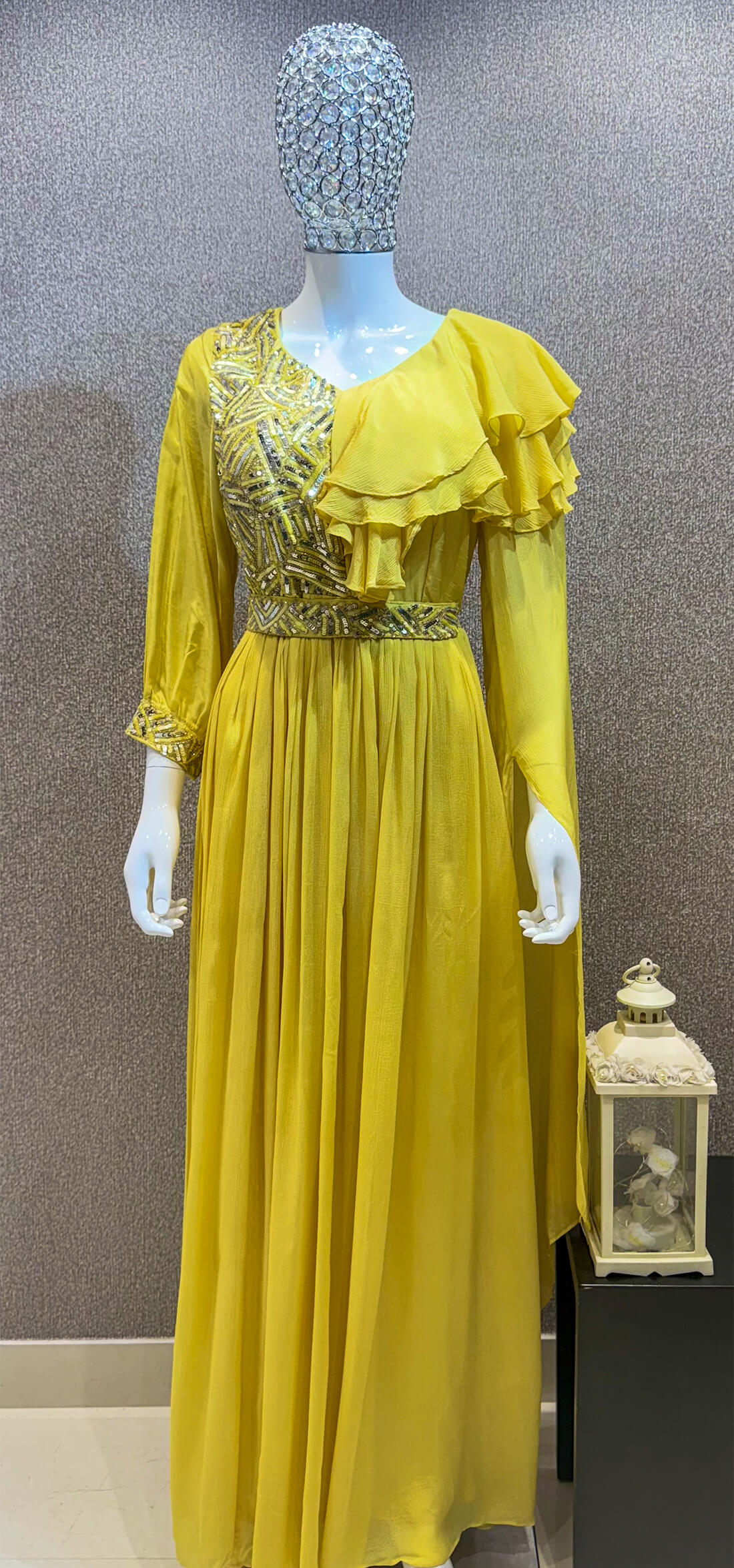 Sequin Work Dress - Yellow